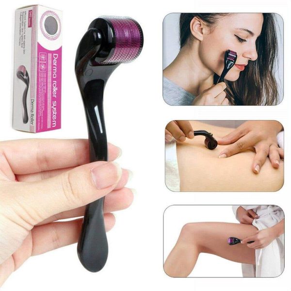 3 In 1 Combo Deal 1 Derma Roller (0.5mm), Silicone Scalp Massage Brush, Oil Bottle