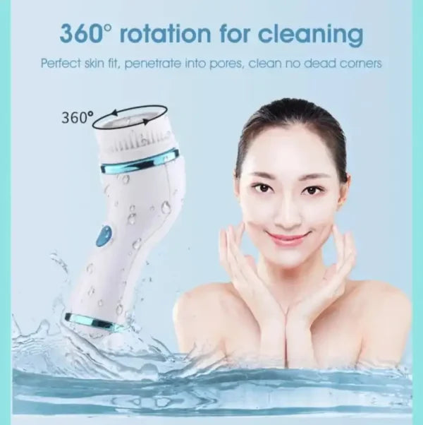 Cnaier 4 In 1 Electric Cleanser | Facial Cleansing Brush & Massager – Face Brush Set | Electric Rotating Face Scrubber for Deep Cleaning, Exfoliating, Blackhead Removing Ae-8286