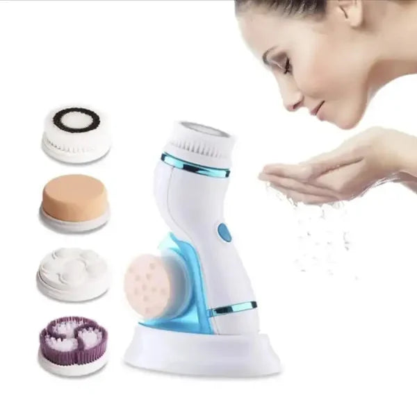 Cnaier 4 In 1 Electric Cleanser | Facial Cleansing Brush & Massager – Face Brush Set | Electric Rotating Face Scrubber for Deep Cleaning, Exfoliating, Blackhead Removing Ae-8286