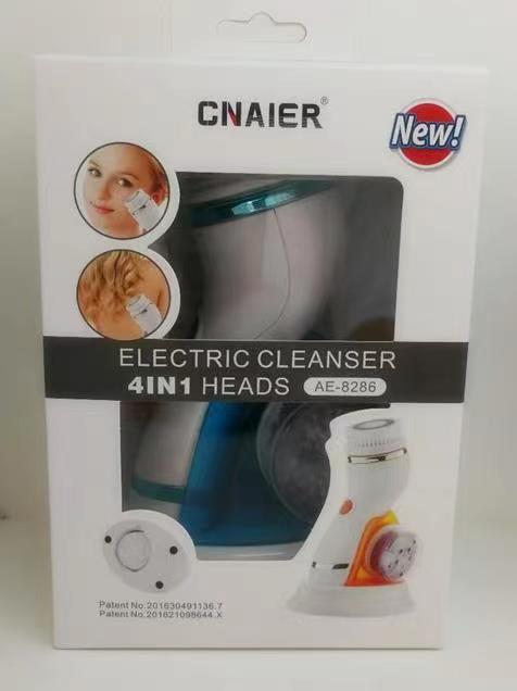 Cnaier 4 In 1 Electric Cleanser | Facial Cleansing Brush & Massager – Face Brush Set | Electric Rotating Face Scrubber for Deep Cleaning, Exfoliating, Blackhead Removing Ae-8286