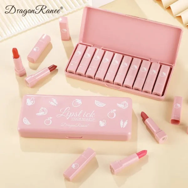 Dragon Ranee 10 Pieces Velvet Matte Pink Lipstick Set | Long Lasting Makeup Waterproof Lip Gloss For Girls & Womens