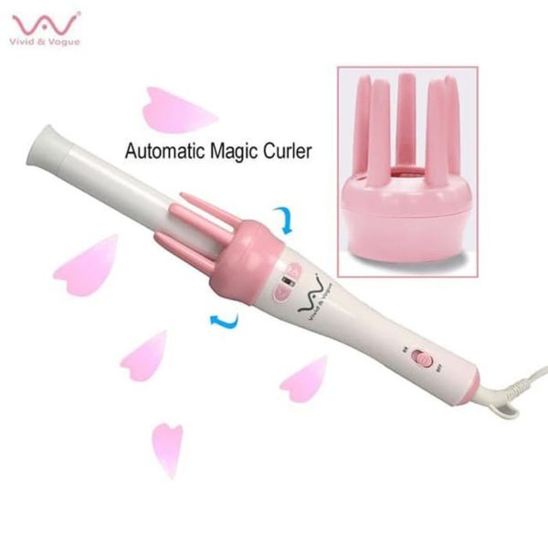 Electric Automatic Pink Curler Roller With Box And Accessories