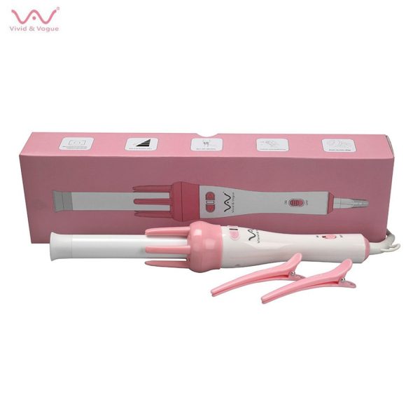 Electric Automatic Pink Curler Roller With Box And Accessories