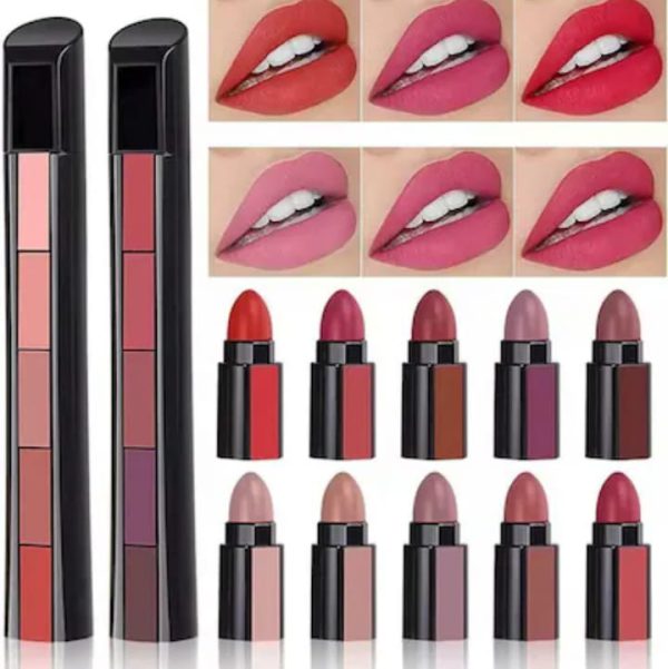 Pack Of 2 Pcs Huda Beauty 5 In 1 Lipstick Nude Shades